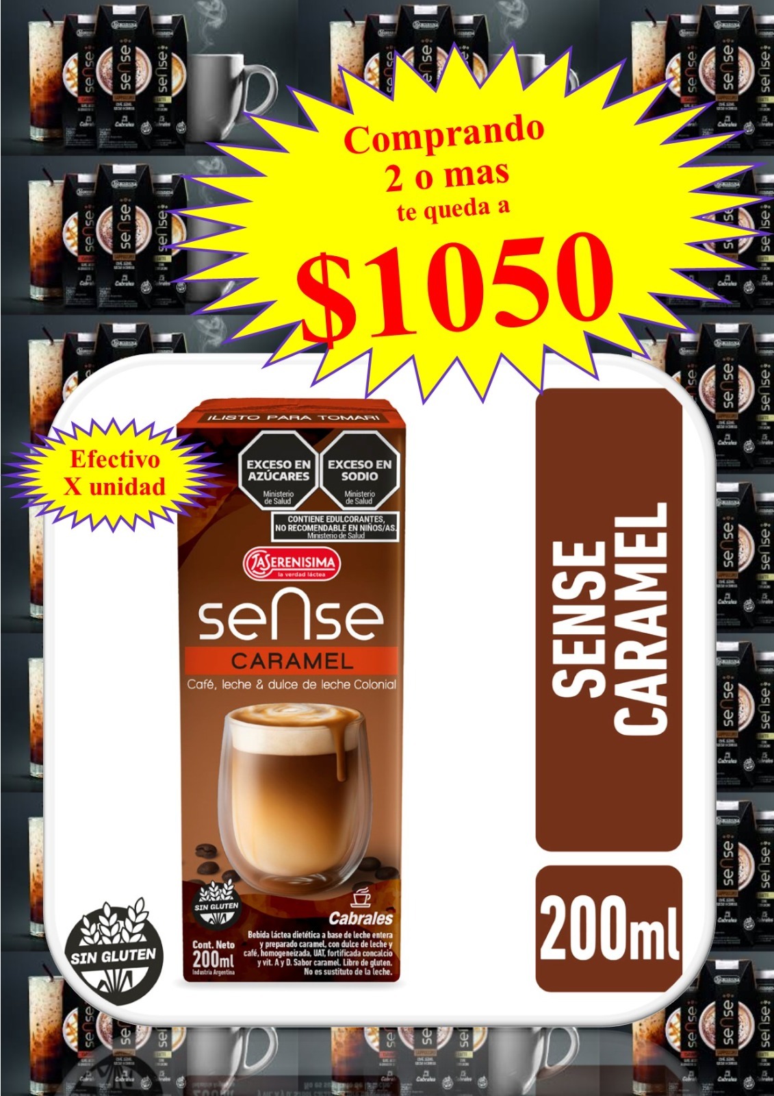 BEBIDA LACTEA UAT SENSE LA SERENISIMA 200CC CARAMEL  (comprando 2 o más pre